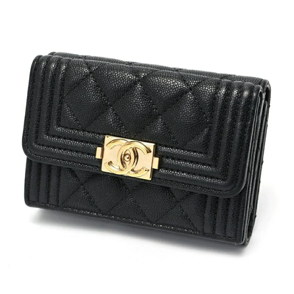 CHANEL Black Caviar Leather Wallet